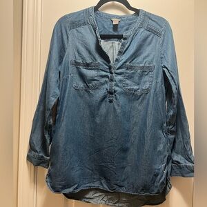 Eddie Bauer Blue Denim Blouse Tunic Size Medium